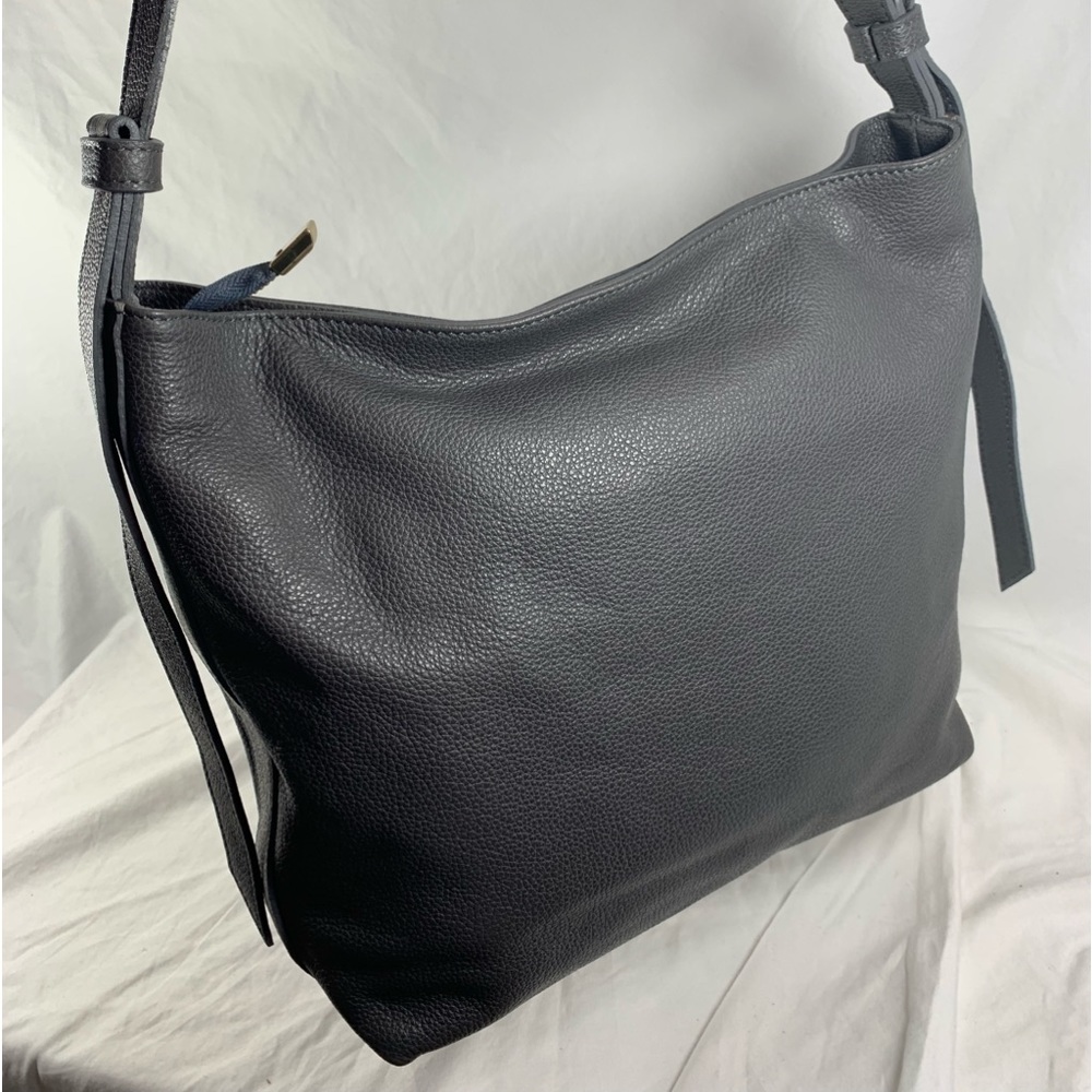 Genuine PAOLINA grey pebbled leather shoulder bag purse